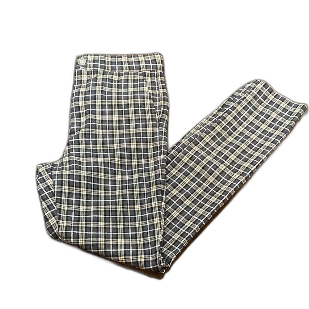 Hollister Black and Cream Plaid Skinny Trouser Pants